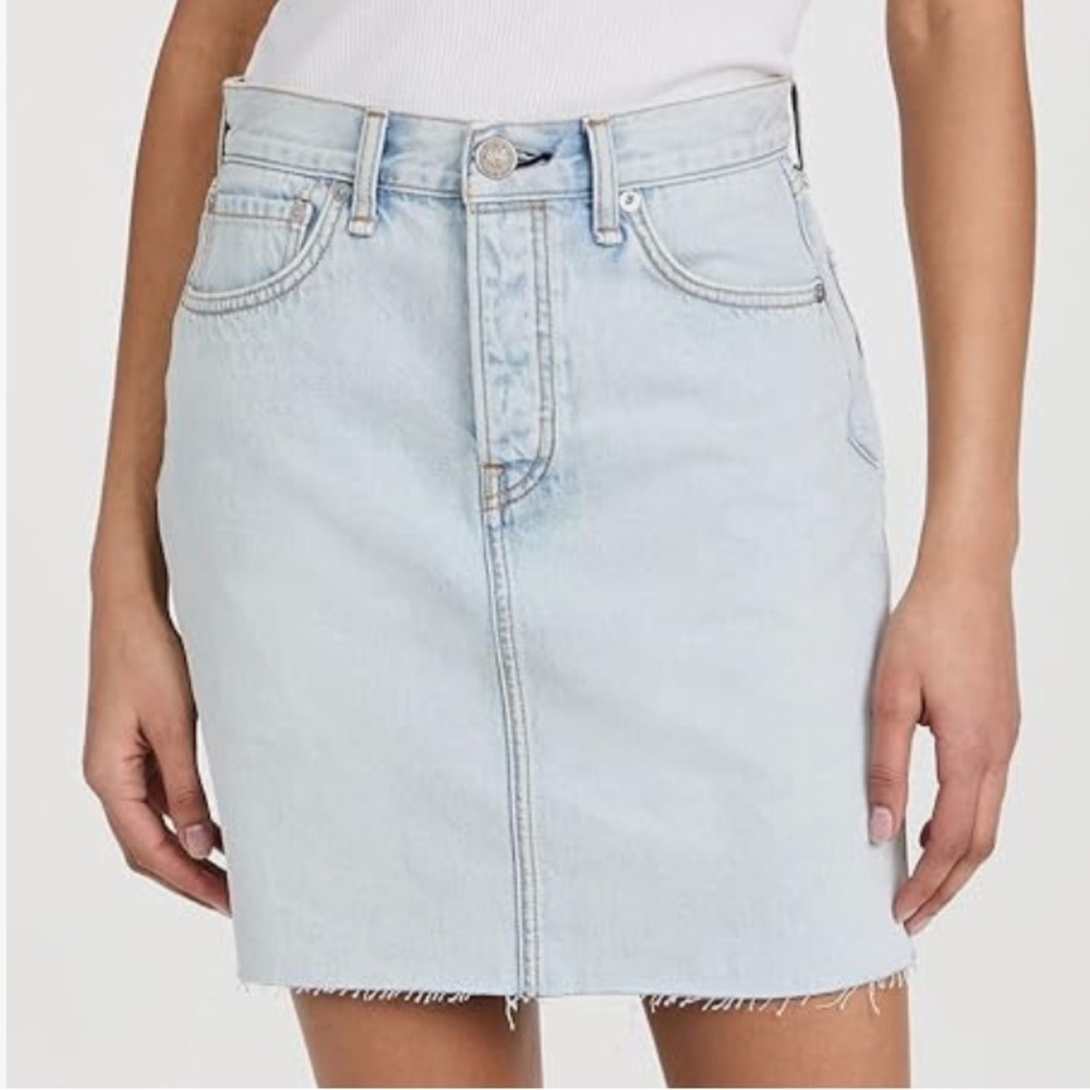 Rag & Bone High Rise Mini Jean Skirt in Primrose Size 25 Cotton Frayed Hem